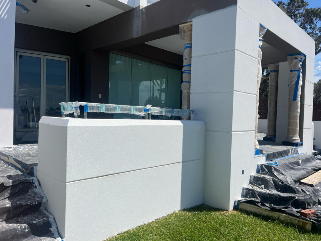 Wall Rendering North Sydney, Repair Render Outside Wall with plastic protection